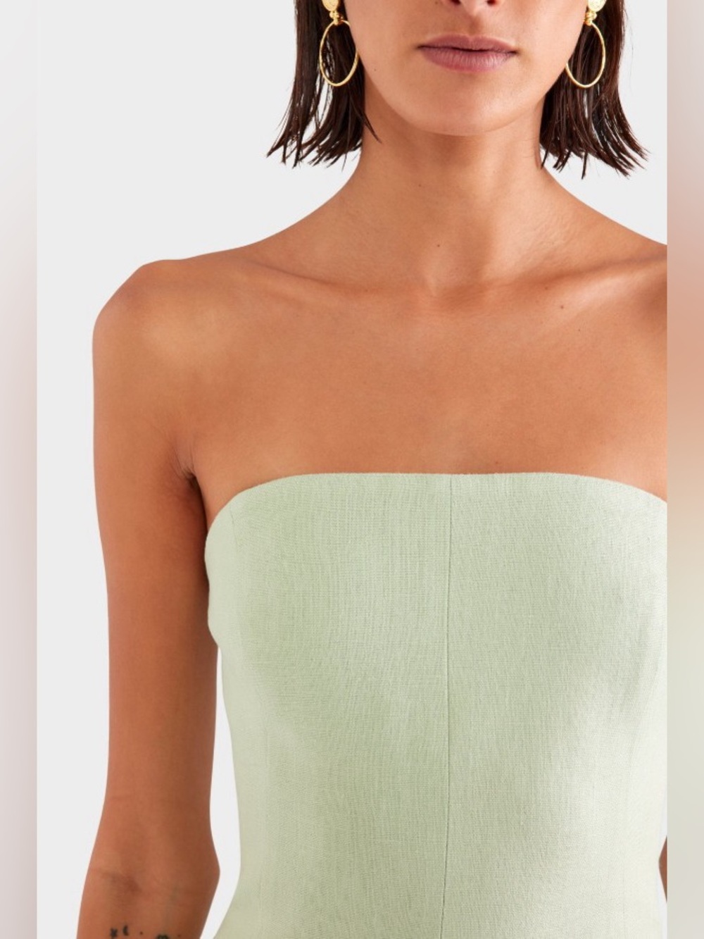 Venroy Mint Green Strapless 100% Linen Structured Corset Mini Dress NWOT - Picture 3 of 16